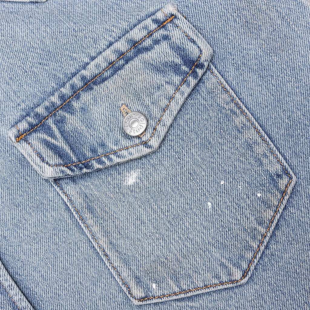 Denim Relaxed Fit Shirt - Light Blue - Image 4
