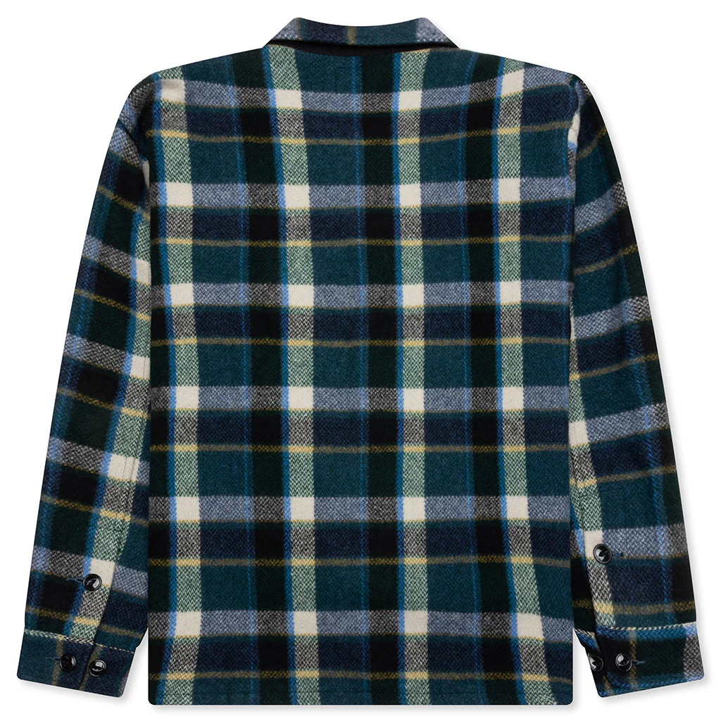 Smokey Wool Melton Plaid Shirt - Green - Image 2