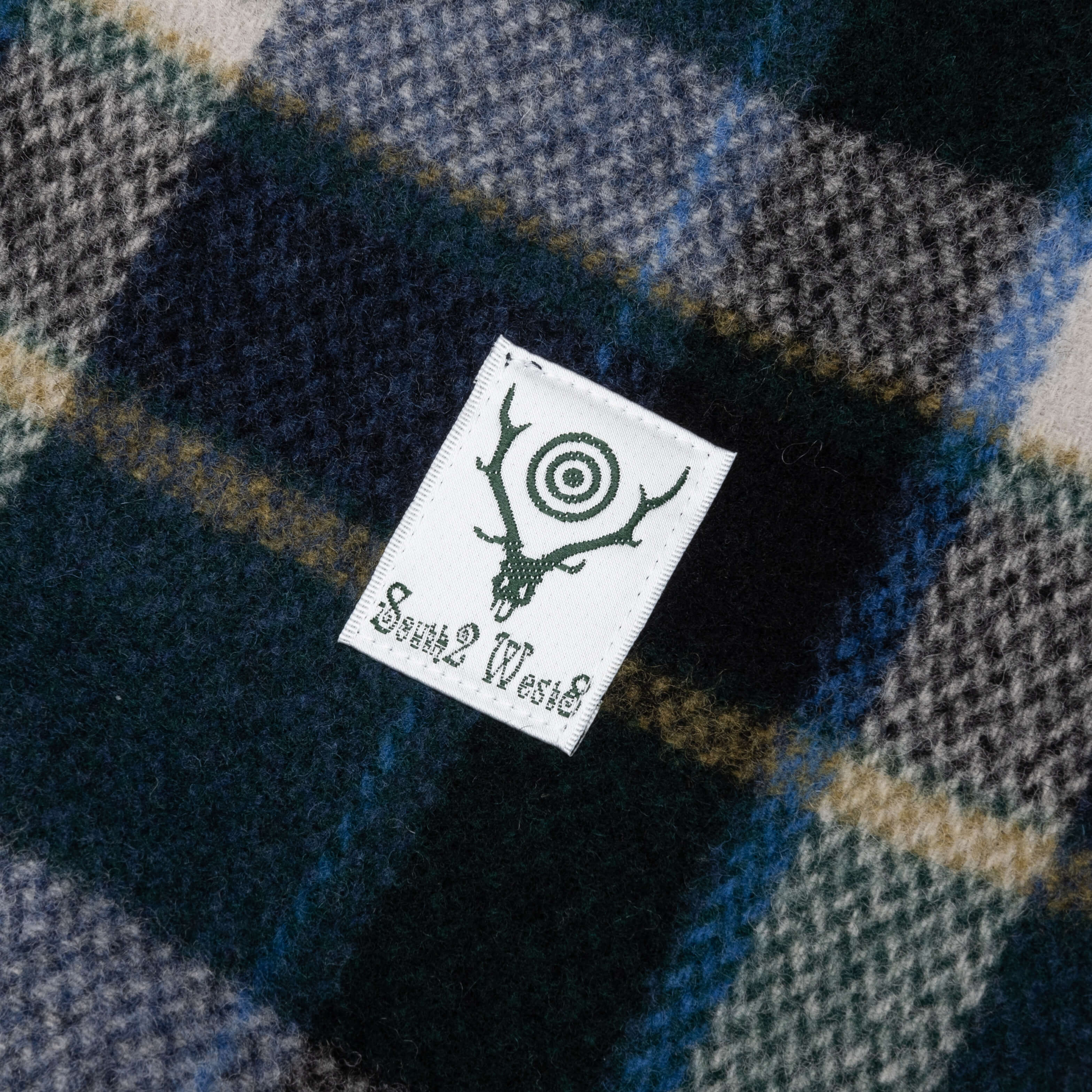 Wool Melton Plaid Coach Jacket - Green - Image 3