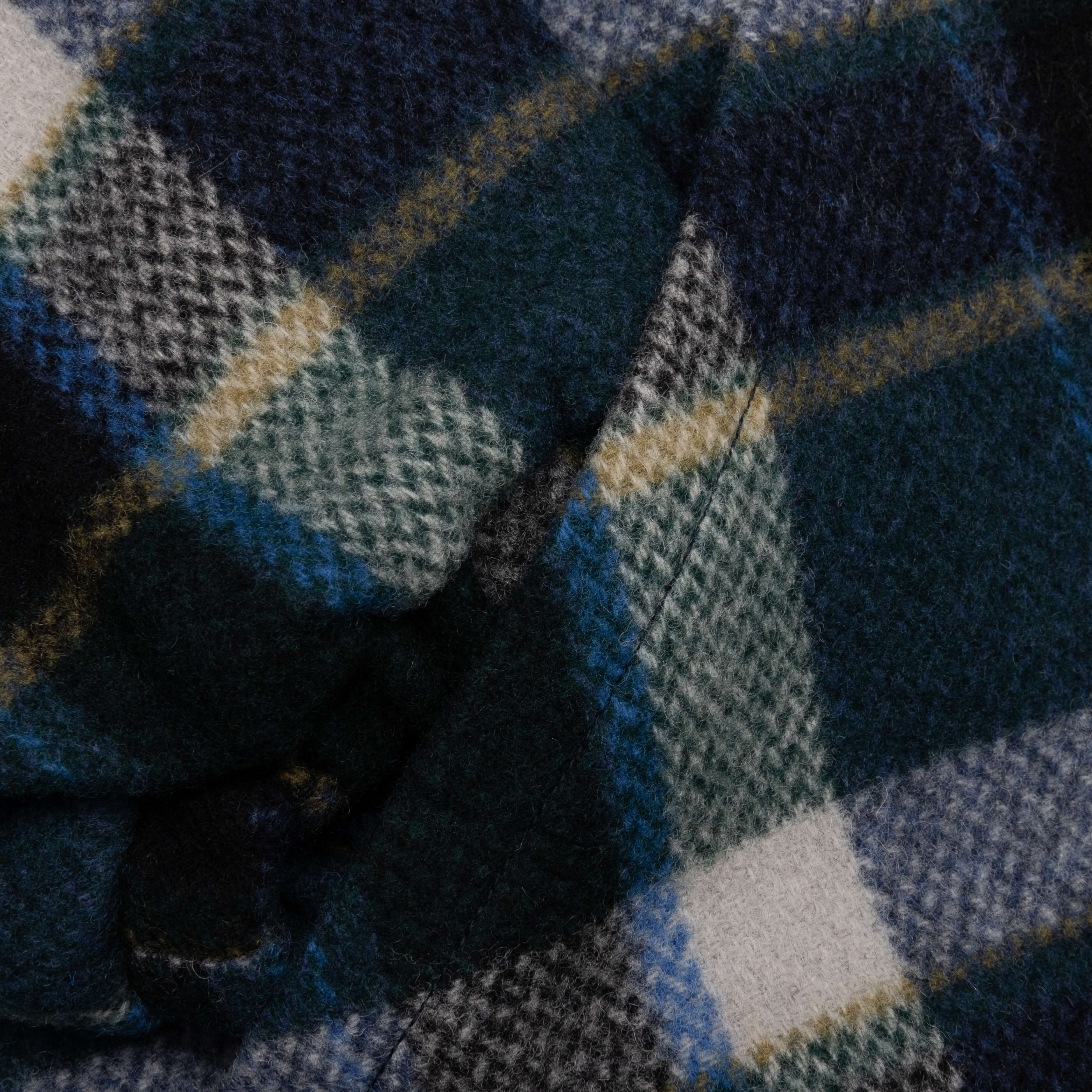 Wool Melton Plaid Coach Jacket - Green - Image 4