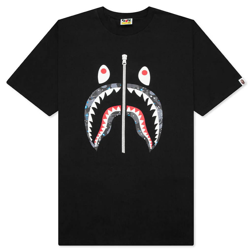 Space Camo Shark Tee - Black