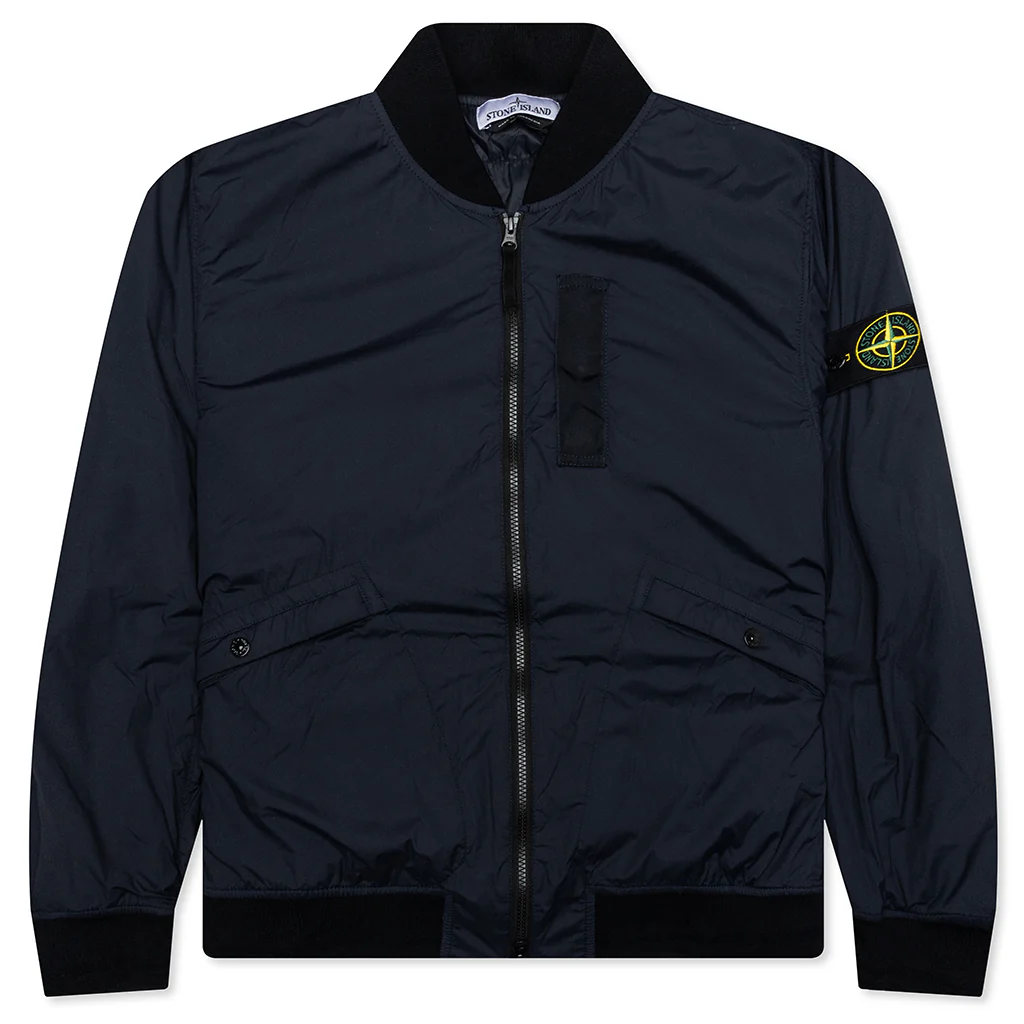Skin Touch Nylon Bomber Jacket - Navy Blue