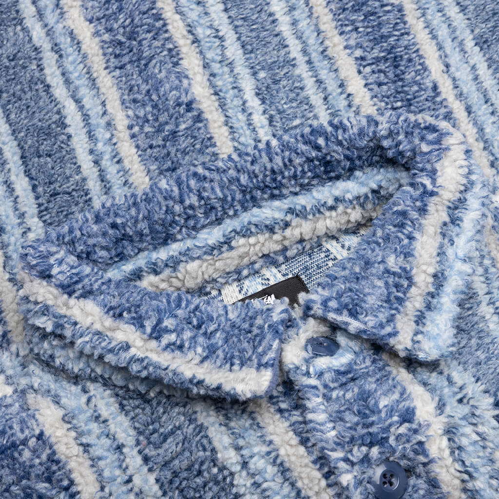 Stripe Sherpa Shirt - Indigo - Image 3
