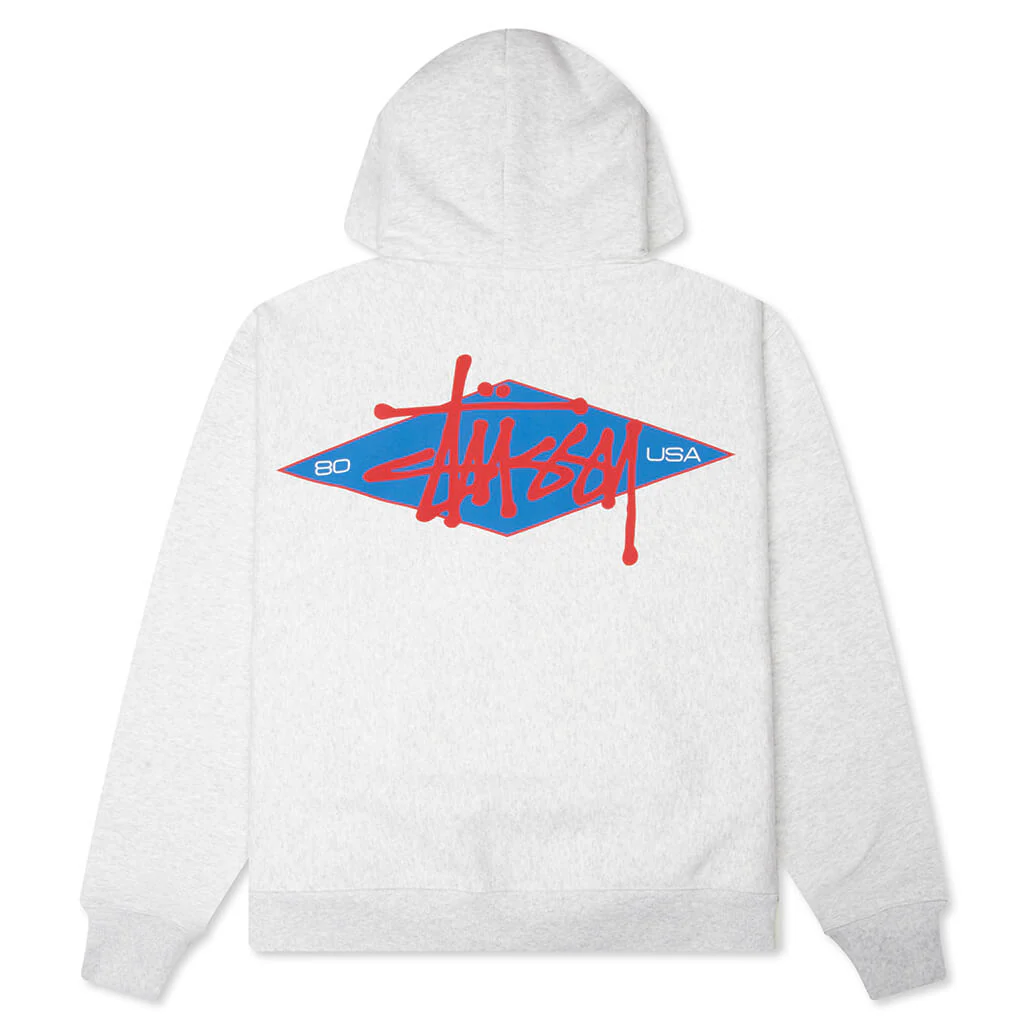 Basic Diamond Zip Hoodie - Ash Heather - Image 2