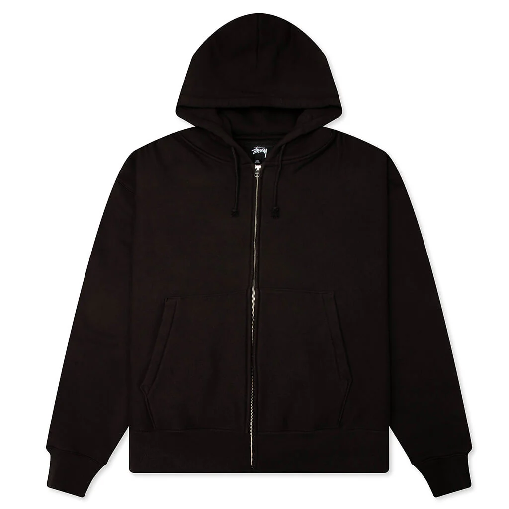 Basic Diamond Zip Hoodie - Black