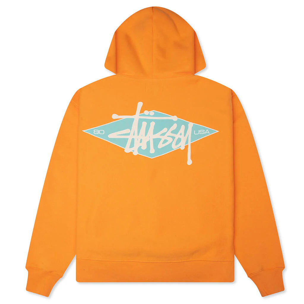 Basic Diamond Zip Hoodie - Tangerine - Image 2