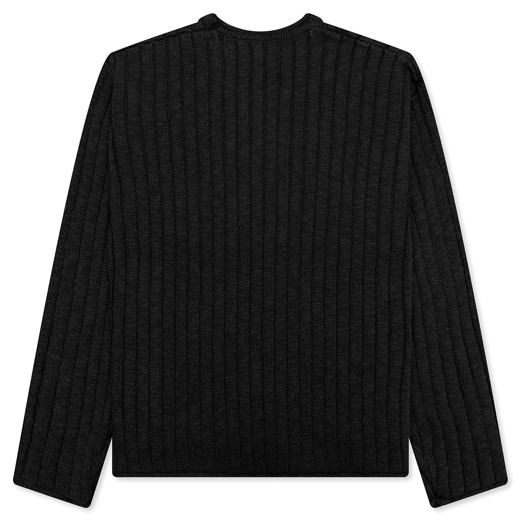 Cotton Slub Rib Crew - Black - Image 2