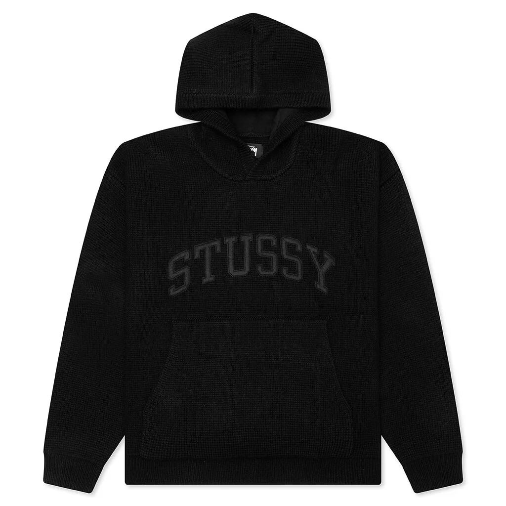 Felt Patch Knit Hood - Black