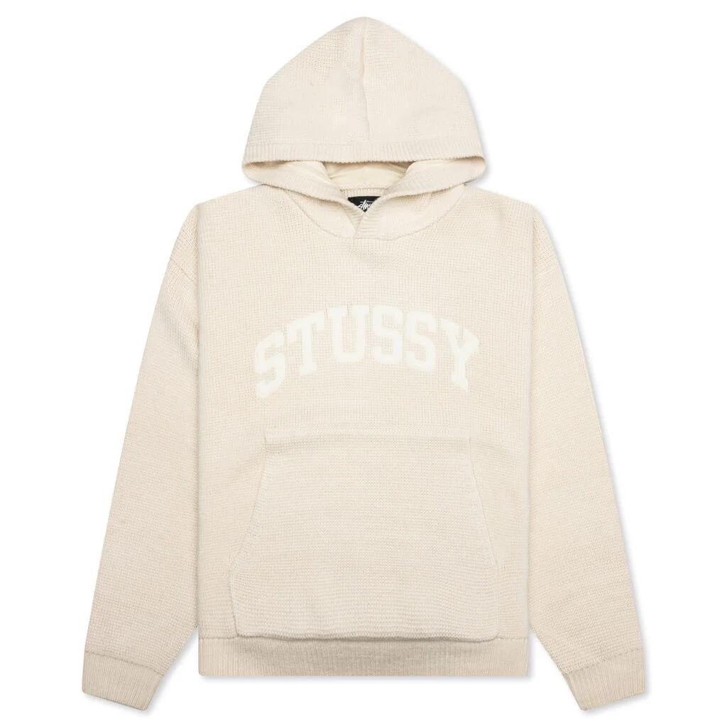 Felt Patch Knit Hood - Natural