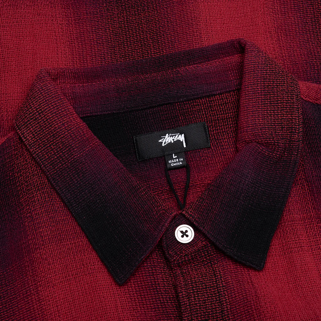 Loose Weave Plaid Shirt - Red - Image 3