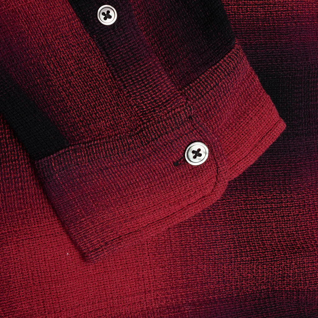 Loose Weave Plaid Shirt - Red - Image 5