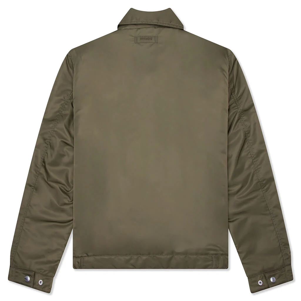 Pile Lined Zip Jacket - Olive - Image 2