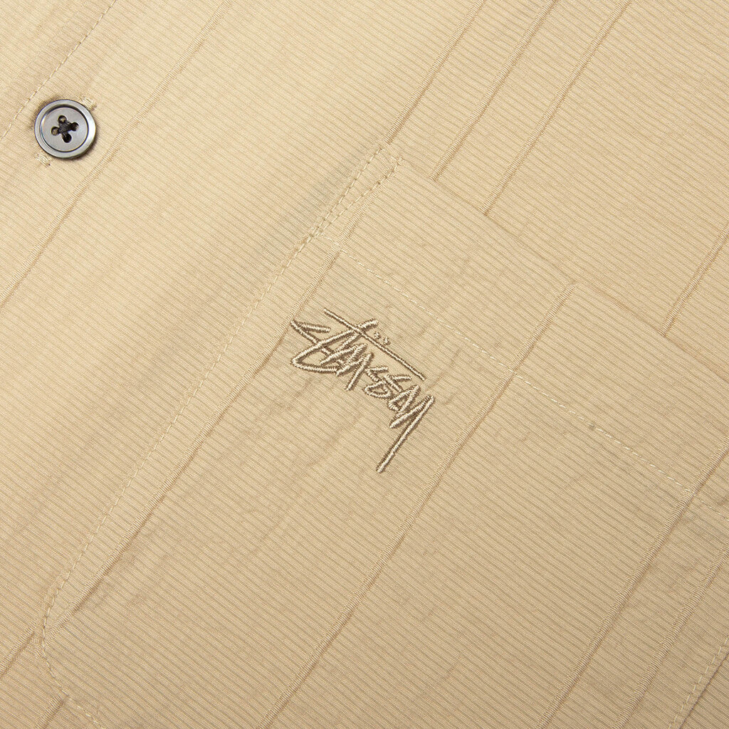 Pleated Textured Shirt - Tan - Image 3