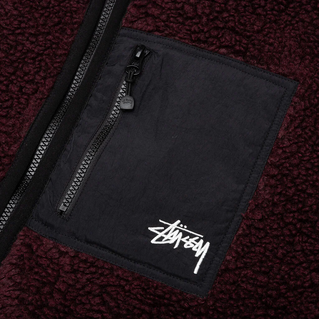 Sherpa Reversible Jacket - Burgundy - Image 3