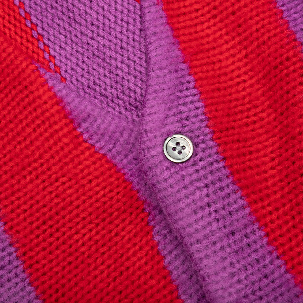 Striped Brushed Cardigan - Purple - Image 3