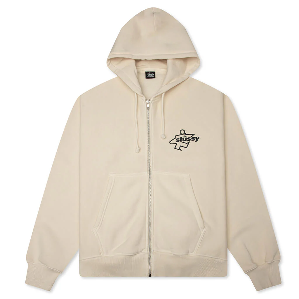 Surf Size Garment Dyed Zip Hood - Bone