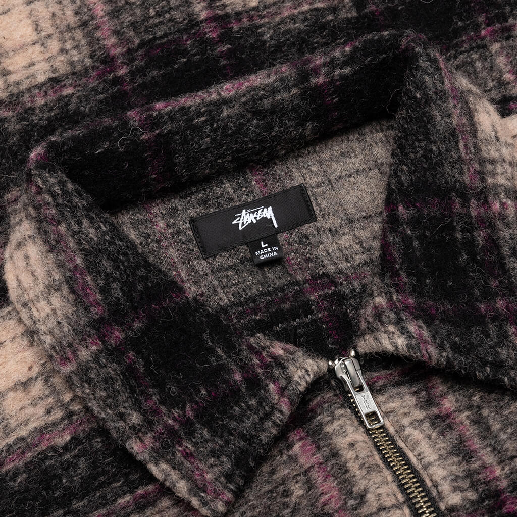 Wool Plaid Zip Shirt - Lilac - Image 3