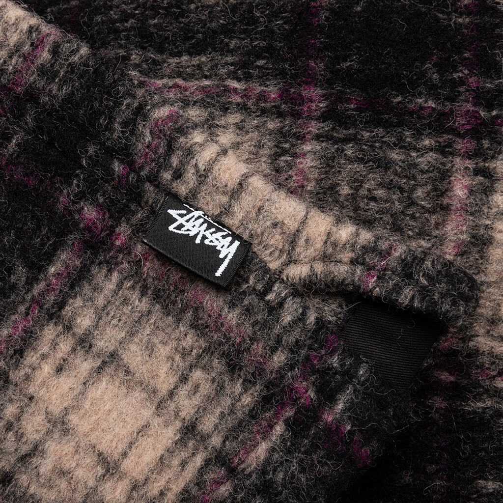 Wool Plaid Zip Shirt - Lilac - Image 5
