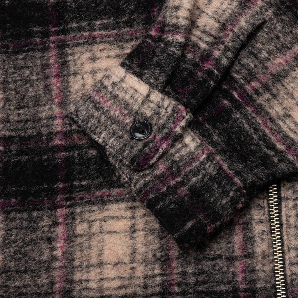 Wool Plaid Zip Shirt - Lilac - Image 6