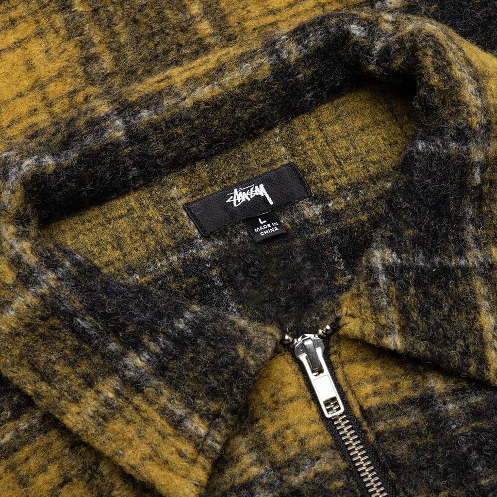 Wool Plaid Zip Shirt - Yellow - Image 3