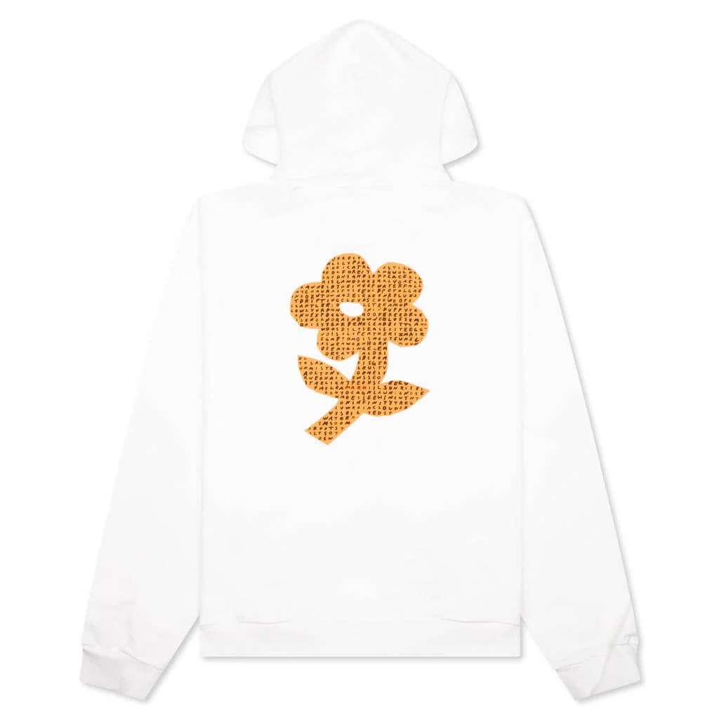 Organic Cotton Hoodies With Wordsearch Flower Print - Natural White - Image 2