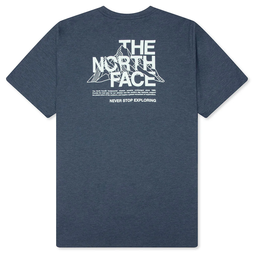 Tri-Blend Mountain Sketch S/S Tee - Shady Blue White - Image 2