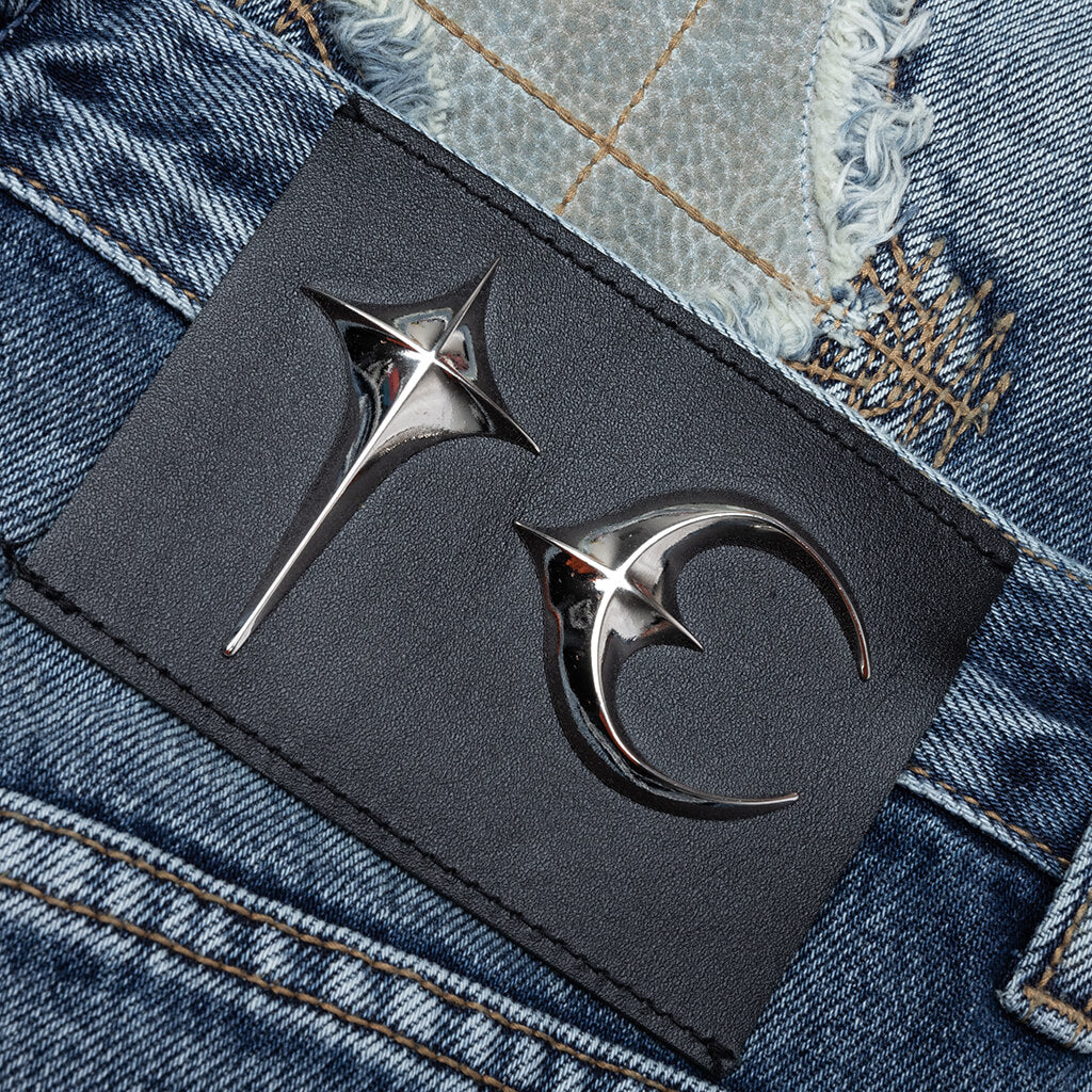 Bone Leather Denim Pants - Blue - Image 6