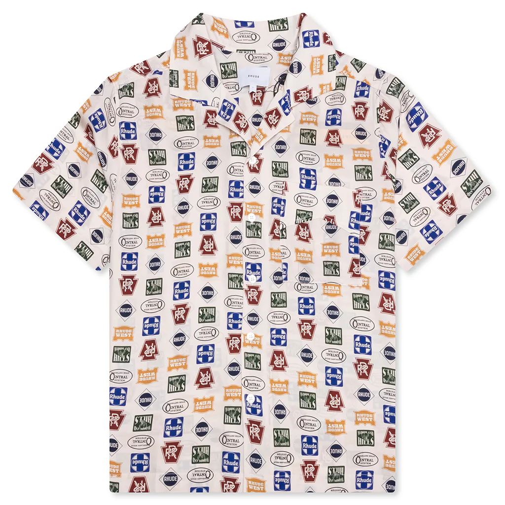 Trucker Print Silk Shirt - Multi