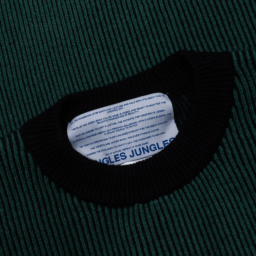 Two Tone Rib Knit - Green/Black - Image 3