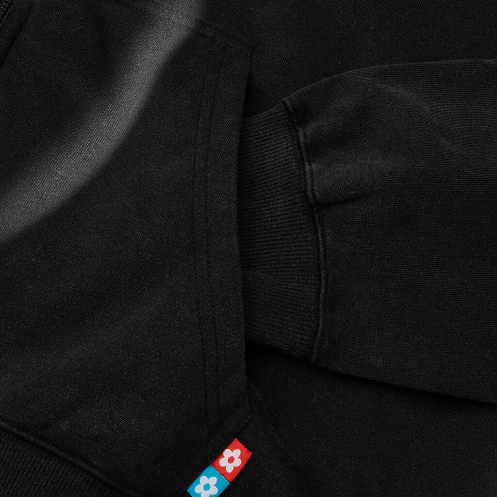 AirBrush Flower Zip-Up Hoodie - Black - Image 5