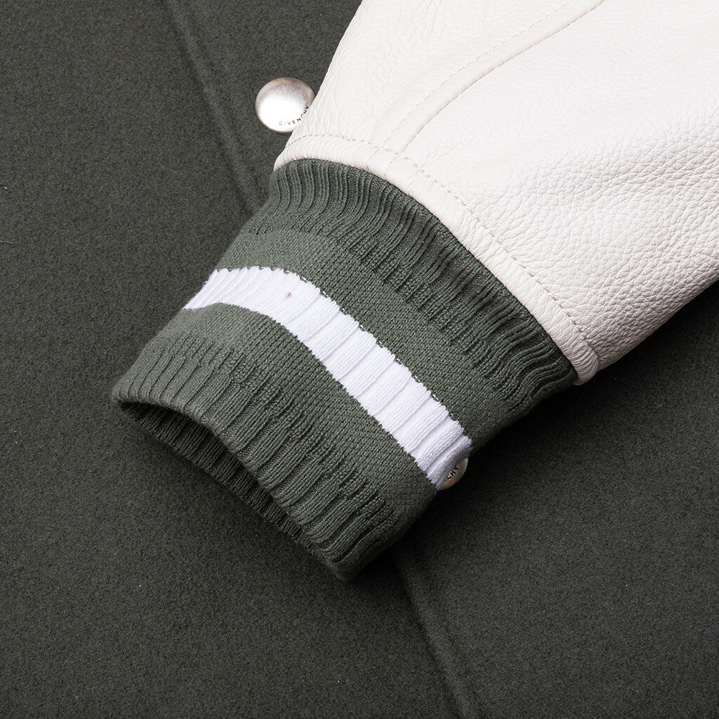 Varsity Wool & Grained Leather - Greyish Green - Image 5