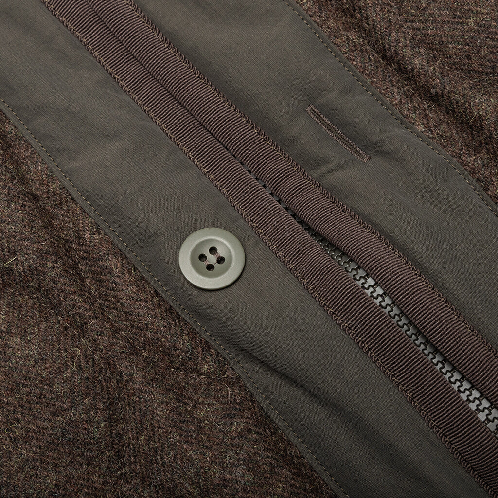 Wool Herringbone Quilted Vest - Khaki - Image 3