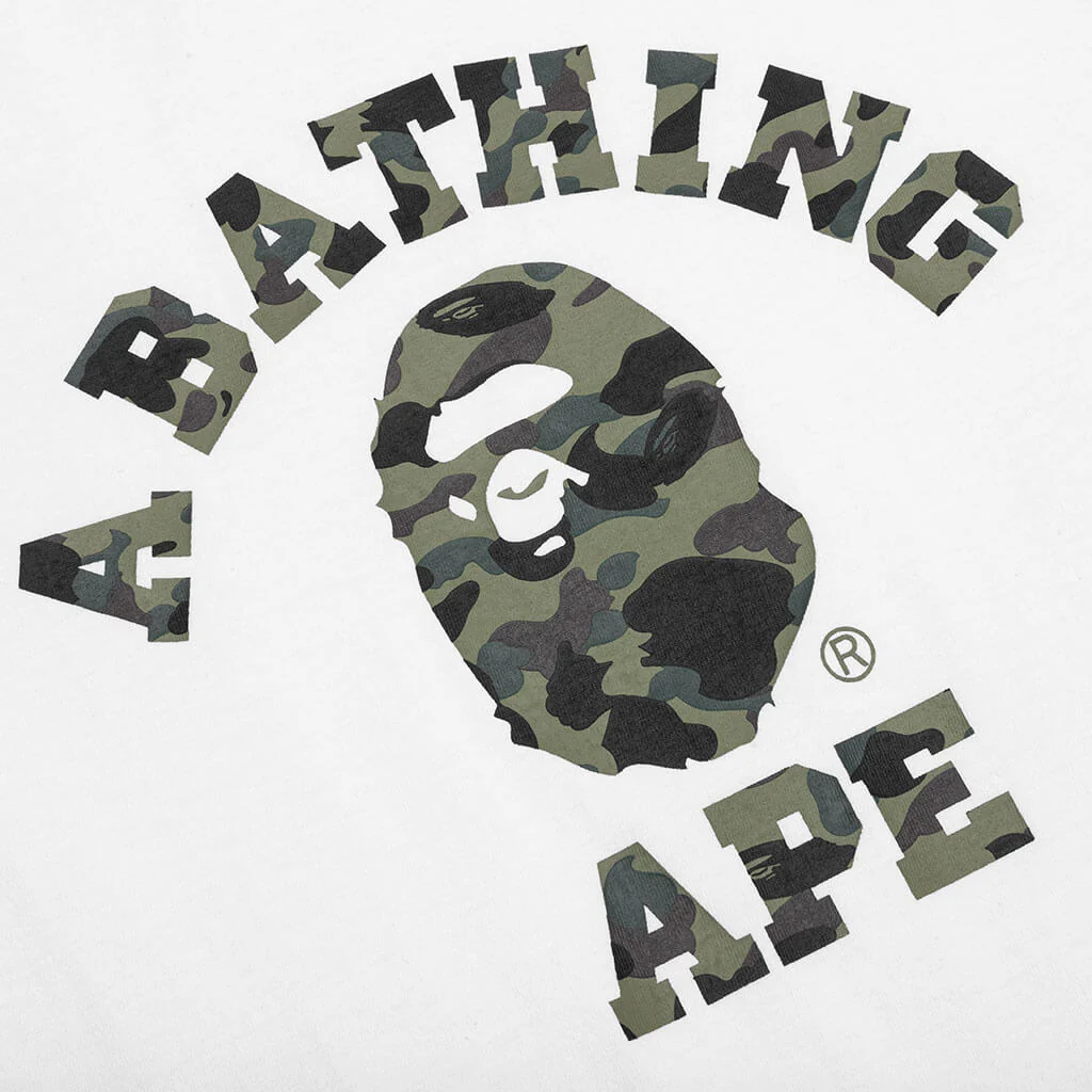 1st Camo College Long Sleeve Tee - White/Green - Image 3