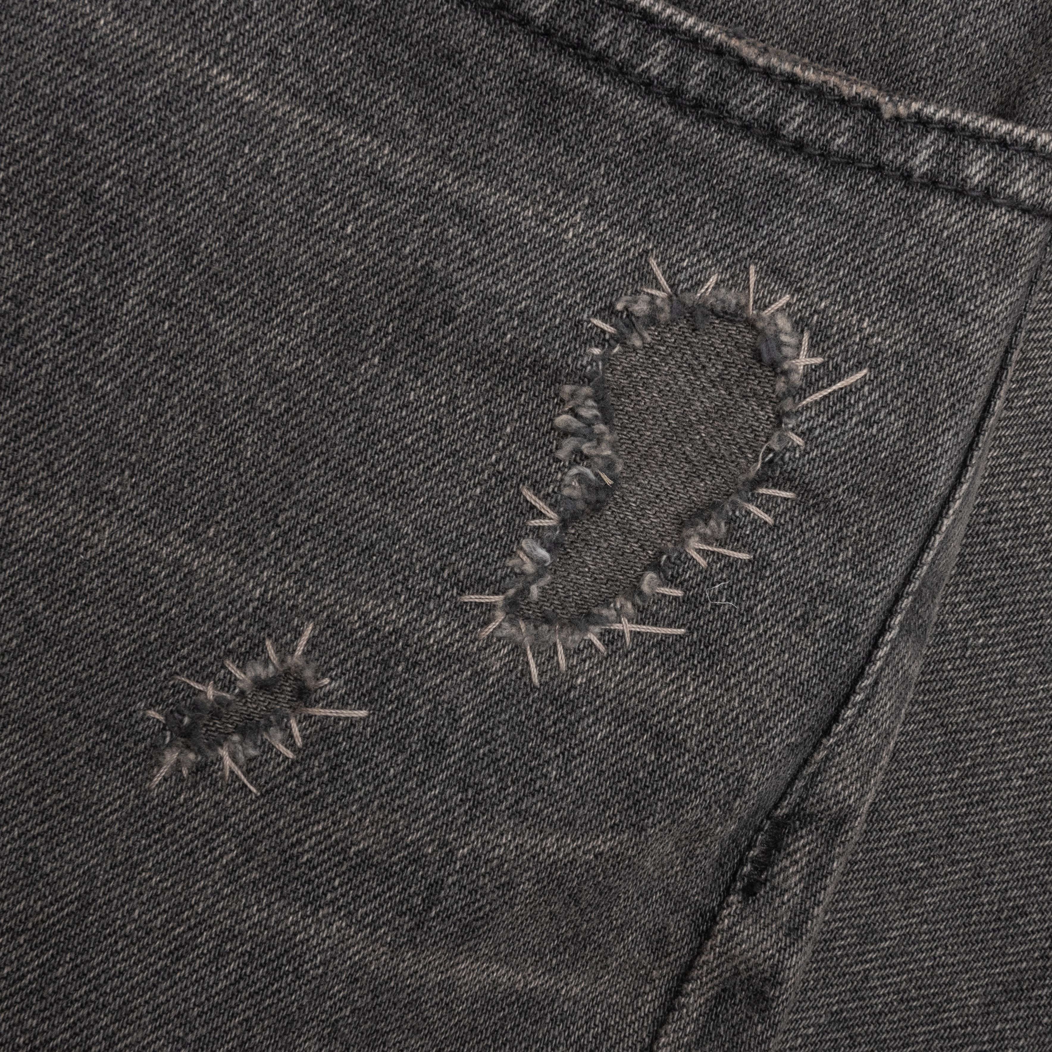 Distressed Denim Trousers - Black - Image 4